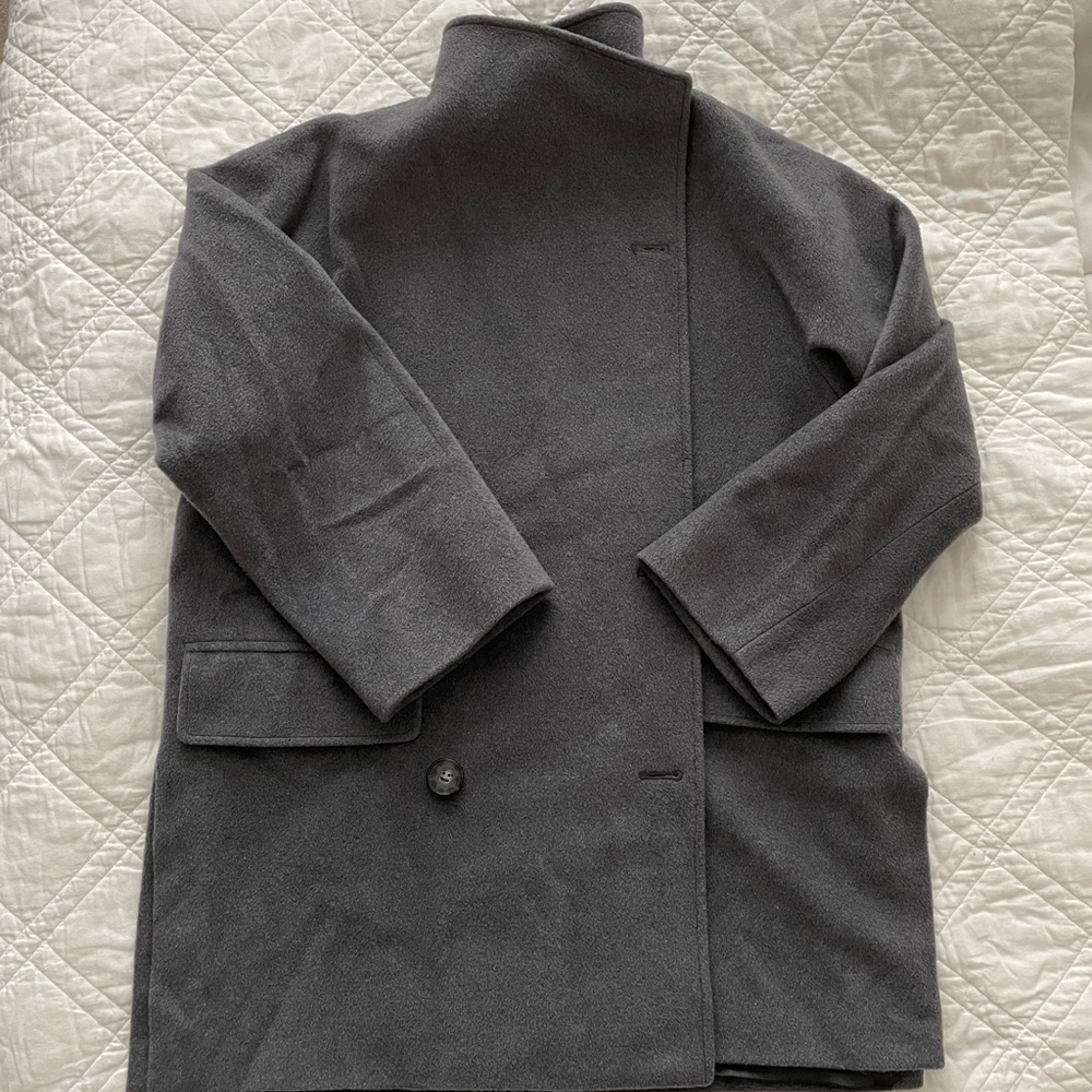 MaxMara Gray Virgin Wool Italian Pea Coat